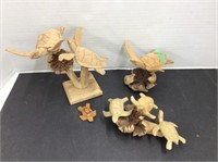 3pcs Carved Wood Sea Turtles