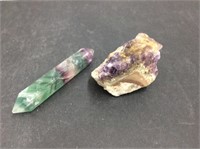 Rainbow Fluorite (crystal) and Amethyst