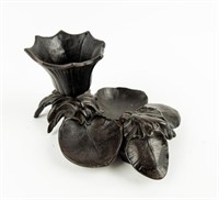 Cast Iron Leaves With Vase Matchstick Holder