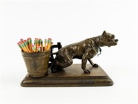 Bronze Dog On Chain Matchstick Holder