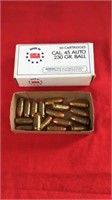 .45 Auto, 230 Gr. ball Qty 17