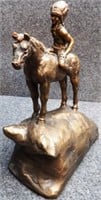 Native American Indian on Horse Cast Metal Statue