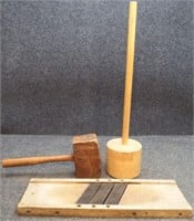 Wooden Masher, Hammer & Kraut Cutting Board