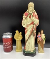 3 statuettes religieuses, en plastique