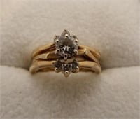 Womens 14K Gold Diamond Ring .51 dwt Wedding Trio