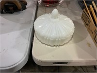 milk glass lidded vintage candy dish