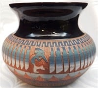 Signed Cynthia Lee Navajo Etched Pottery Pot Vase