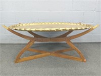 Mid Century Cocktail Table W Heavy Metal Tray Top