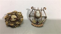 Two Unusual Cameo Pins K16G