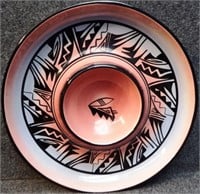 Signed D. Lee Navajo Pottery Chip Dip Server