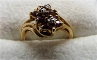 Women's 14K Gold Diamond & Ruby / Garnet Ring