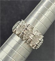Sterling Natural Diamond Pave Ring Sz 7