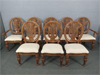 8x The Bid Pulaski Ornate Solid Wood Dining Chairs