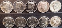 (10) 1964 90% Silver Kennedy Half Dollars