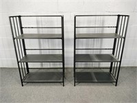 2x The Bid Metal Folding Shelf Units