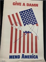 1969 GIVE A DAMN AMEND AMERICA POSTER W/ WEAR -