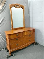 Lexington 6 Drawer Dresser W Carved Frame, Mirror