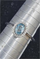Sterling Natural Blue & White Zircon Designer Ring