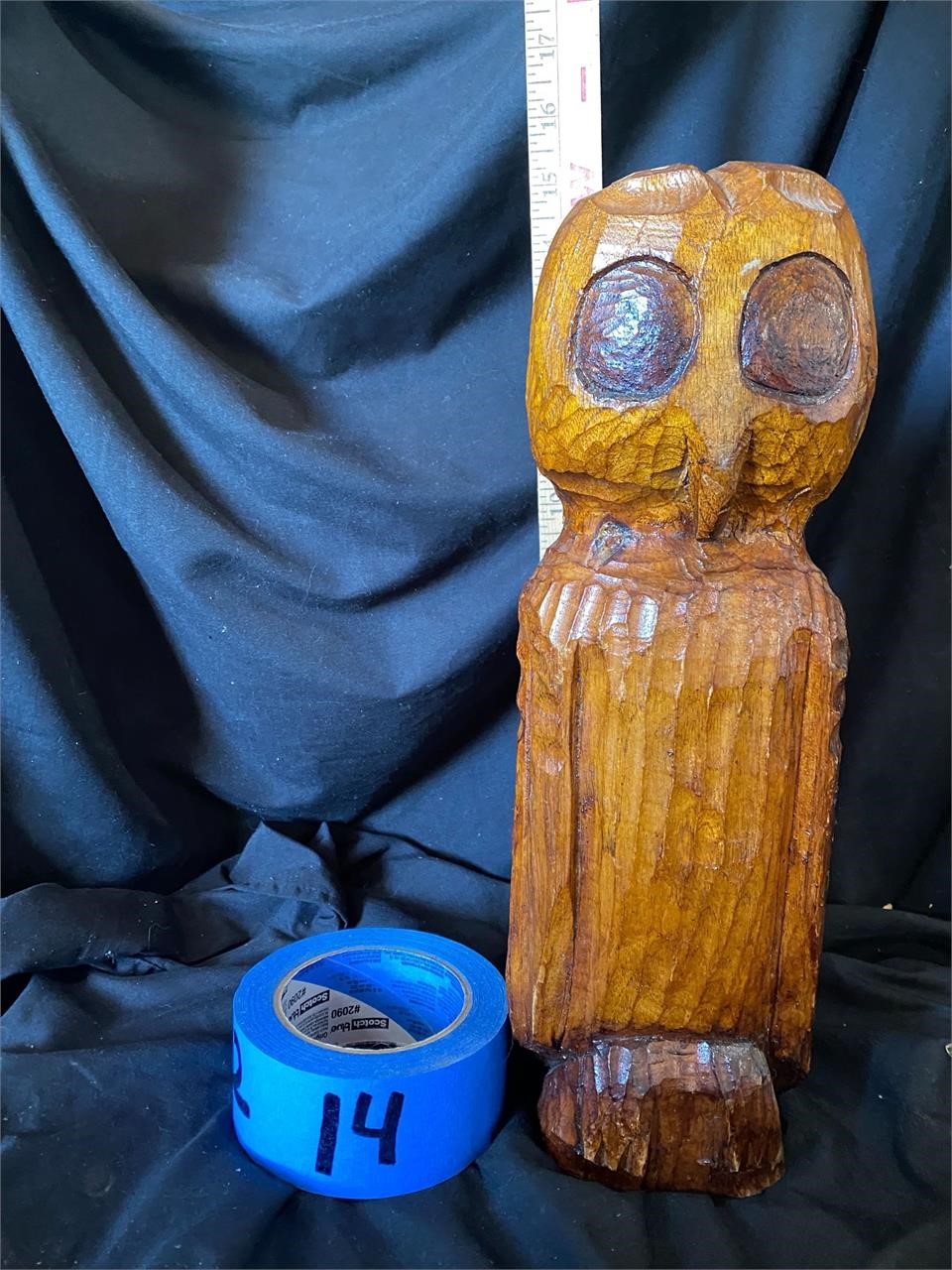 Large Wooden Carved Owl Statue