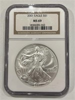 2001 Silver Eagle Ngc Ms69
