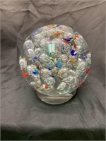 4.5 “ GLASS PAPERWEIGHT W/ CONTROLLED BUBBLES