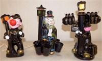 Vintage Drunk Men Figural Lamp & Decanters