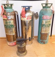 (3) Vintage Fire Extinguishers & Blow Torch