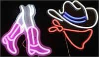 Cowboy Boots & Hat LED Neon Lights / Signs