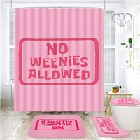Weenies Allowed Shower Curtain Set  4Pcs Pink