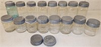 (16) Small Glass Canning Jars & Zinc Lids