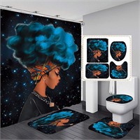 African Woman Shower Curtain 4PCS Set