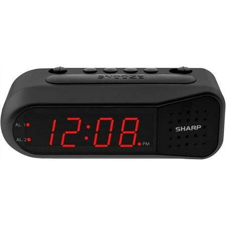 Sharp Digital Alarm Clock - Black  Red Display