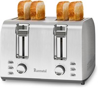 Runnatal 4 Slice Steel Toaster  Silver
