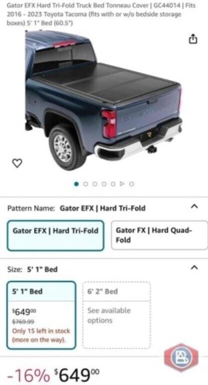 New (1 set) Gator EFX Hard Tri-Fold Truck Bed