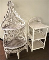 (2) White Wicker Shelves