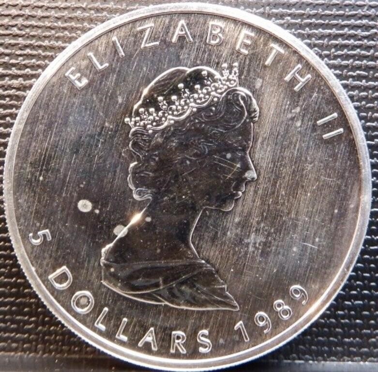 1 Troy oz. .999 Silver Canadian Maple Leaf $5 Coin