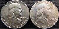 1959-D & 1963-D Franklin Silver Half Dollars