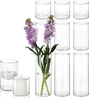 CUCUMI Glass Cylinder Vase 4  8 12 Inch 9 Pack