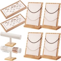 Marsui 8pc Bamboo Jewelry Display Set (Beige)