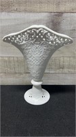 Silvestri Pierced Porcelain Fan Vase 10" High X 8.