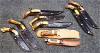 (9) Stag / Antler Handled Fixed-Blade Knives