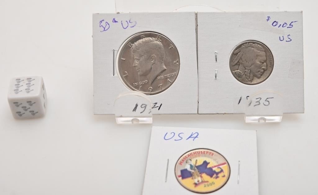 3 pièces de monnaie des États-Unis dont 1935