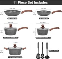 11 Piece Die-Casting Cookware Sets with Frying Pan