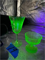 Uranium Glass Sherbert & Goblet