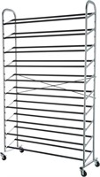 Amazon Basics 50-Pair Shoe Rack Organizer, Chrome