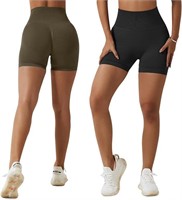 MAYROUND 2pcs Women Seamless Workout Biker Shorts