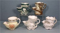 (5) Victorian Porcelain Shaving Scuttle Mugs