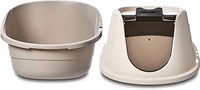 Basics No-Mess Hooded Cat Litter Box, Standard,