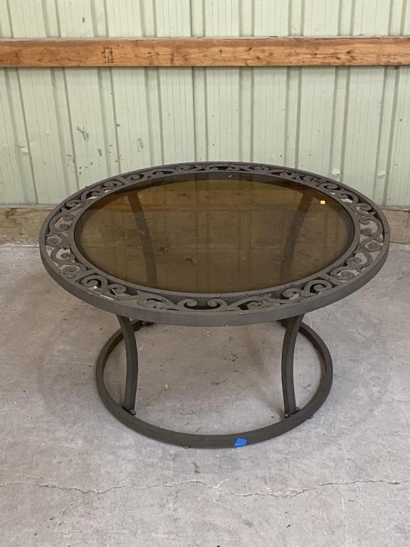 Round Glass Top Patio Coffee Table