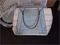 Like new blue and white purse 16 inches wide.